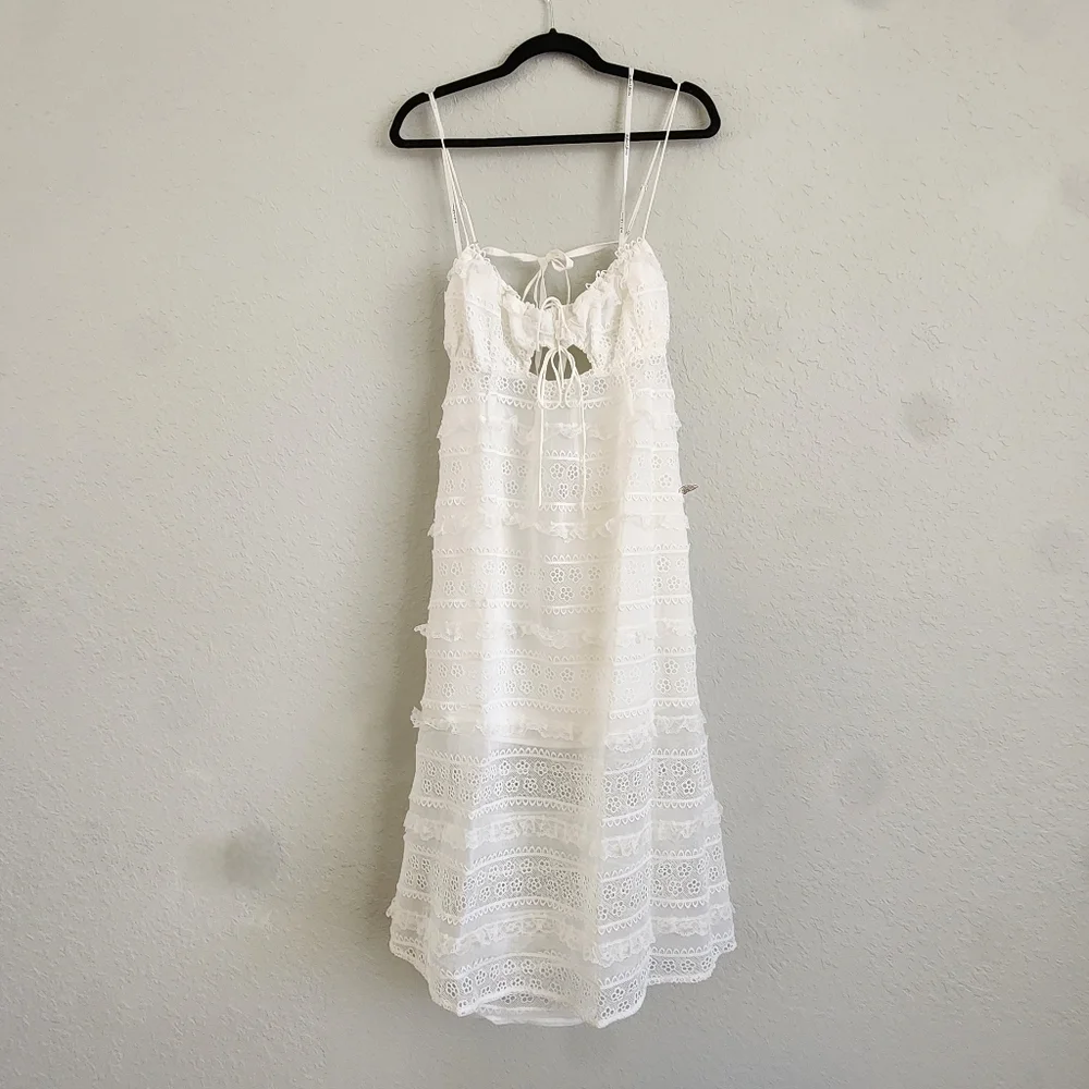 For Love And Lemons Cameron White Eyelet Midi Dress Size Large NWT! - Picture 4 of 7
